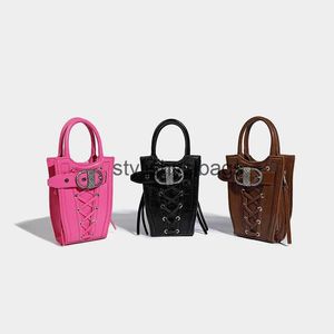 Shoulder Bags Luxury Designer Womens Messenger Bags 2023 New Personalized Rivet Vase Handbags Ladies Motorcycle Series Shoulder Phone Purses H240330