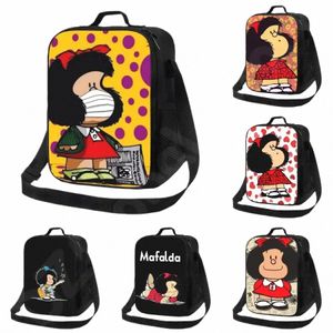 Mafalda Lunch Bag Isolado Meal Bag Carto Imprimir Lancheira Portátil para Trabalho Escolar Picnic Tote Food Ctainer para Meninos Meninas l5Ar #