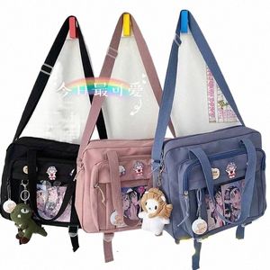 japanese High School Girls JK Bag Transparent Handbags Book Bag Satchels Shoulder Bag Itabag Big Crossbody Bags Women Ita 33bL#