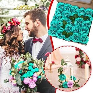 Fiori decorativi Bouquet Day Simulation Home PC regalo Rosa Decorazione quotidiano Fai da te 25 Floro Matrimonio Centrotavola di Natale freschi per tavoli