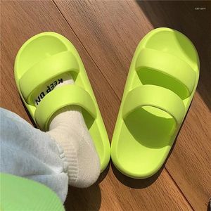 Slippers 2024 Thick Soled Solid Color Simple Double Belt Sandals Anti-skid Odor Proof And Excrement Feeling In Summer Good-shoes 4015