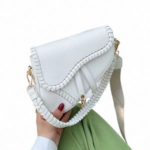 Bolsa feminina primavera / verão nova bolsa de ombro Fi Persalized Saddle Bag Coreano Versi de cor sólida Literary Crossbody g2re #