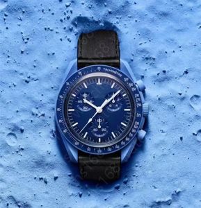 Męskie zegarek dla mężczyzn Montre Luksusowy zegarek na rękę na rękę Planet Pełna funkcja Quarz Chronograf Misja do Neptune Watchband Bioceramic3852982