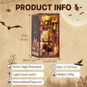 Grazioso libro fai -da -te book kit angolo in miniatura bambola libro angolo touch luci con mobili per regali di Natale (farmacista magico)