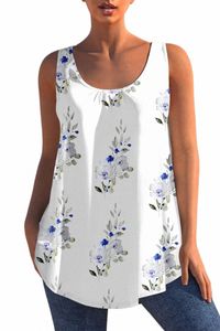 women Plus Size Floral Tank Round Neck Loose Casual Summer Top Sleevel Basic Brife Female Tank Top Fi Clothes 2023 h8A9#