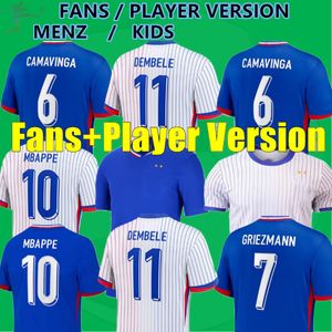 Conjunto completo de camisa francesa de futebol 24 25 GIROUD MBAPPE GRIEZMANN SALIBA PAVARD KANTE Maillot de Foot Equipe Maillots Kids Kit Mulheres Homens Camisa de futebol