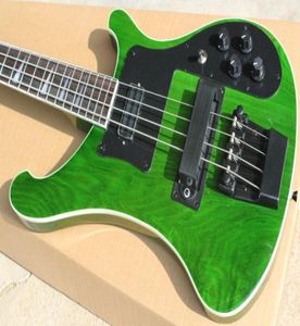 Custom 4 corde Trans Green 4003 basso elettrico Hardware nero triangolo MOP tastiera intarsio impressionante Cina Guitars5813927