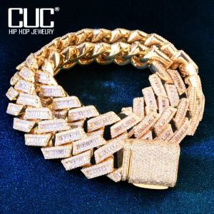 Collane Cuc Gold Colore Miami Cuban Necklace Chain Solid Ildette zircone hip hop collegamento hip hop choching gelio roccia 17mm