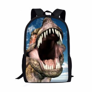Bolsas fofas 3D Dinosaur Print Kids School School Backpack para meninas para meninos Bolsa de livros de estudantes Mochila de escolaridade de grande capacidade