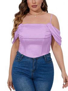 EYNMIN Plus Size Solid Elegant Comisole Corset Tops For Women Summer High Stretch Bed Slim Fit Crop Tank Top Party Night Tops 84bq#