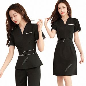 Uniforme estético verão manga curta beleza sal terno feminino spa esteticista roupas hotel massagem workwear macacão coreano 06F1 #