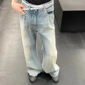 Hip Hop Ramo Padrão Lavado Jeans Unissex Reta Baggy Y2K Denim Calças Vintage Azul Solto Casual Cargo Calças Oversized 240320