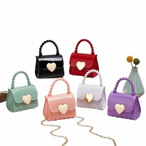 2023 Ny fast färg färsk och söt kärlekslås kedja Mini PVC Jelly Women's Bag Fi Crossbody Lipstick Small Bag B15x#