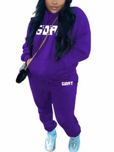 LW Plus Size Sets Letter Print Kangaroo Pocket Tracksuit Set Women Outfit Sould 2 اثنين