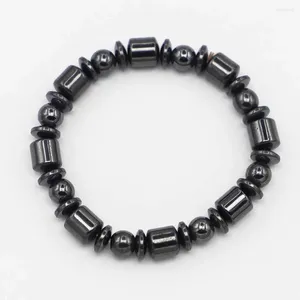 Strand enkel pärlstav elastisk magnetisk magnet svart gallsten armband reiki charms terapi hälssmycken för kvinnor grossist 12 sträng