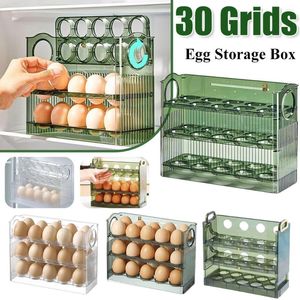 Kitchen Storage 3 Grid Egg Box Fridge Dispenser Fresh-keeping Tray For Refrigerator Food Container Organizer Acceesories