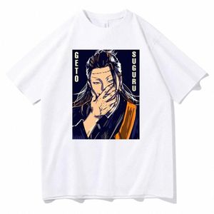 Anime japonês Jujutsu Kaisen Suguru Geto Impressão gráfica T Shirt Fi Casual Crew Neck manga curta Plus Size T Shirt Mulheres 55ZA #