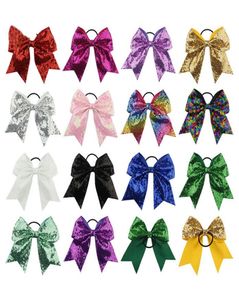 Full Sequin Bling Cheer Hair Bow with Elastic Band Cheerleading For Girls 8 Inch4473746