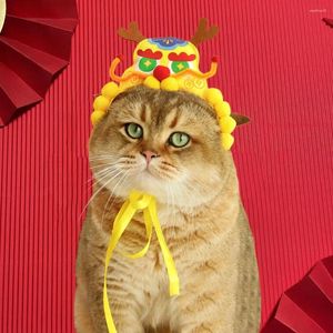 Abbigliamento per cani Cappello regolabile per animali domestici Drago cinese Copricapo festivo con lacci per gatti Cani Celebrazione dell'anno Festival degli animali domestici
