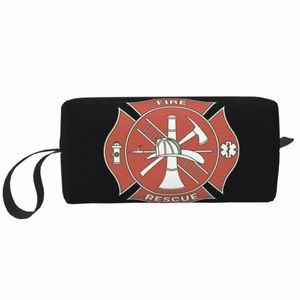 emergency Fire Rescue Makeup Bag for Women Travel Cosmetic Organizer Kawaii Firefighter Storage Toiletry Bags Dopp Kit Case Box T1WG#