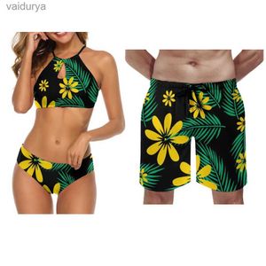 Kobiety stroje kąpielowe 2024 Nowe bikini lato seksowne plażę kąpielową push-up niestandardowy polinezyjska para mąki szorty yq240330
