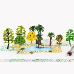 Fiori decorativi 8 pezzi modelli Simulazione ornamenti per alberi Tavolo di sabbia Treno Alberi Scenario in miniatura Fai da te per