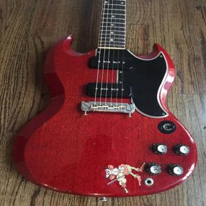 Blacksabbath tonyiommi Vintage Cheery Monkey SG Elektro Gitar Mini Pikaplar Kuyruk Yayını Krom Donanımları