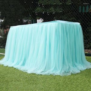 Table Skirt Tiffaney Blue Tutu Tulle Tablecloth For Wedding Festival Party Decoration Soft Home Textile Accessories