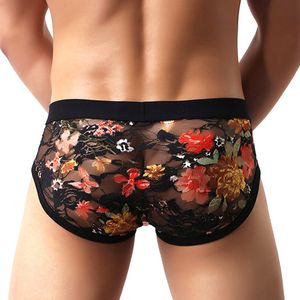 Blumenmuster Herren -Slips sexy Low -Rise -Spitzen -Slips durch atmungsaktive Unterhose männliche Unterwäsche Intimates Underpants