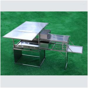 Camp Furniture Mobile Kitchen Travel Vehicle Outdoor Folding Table Cam Utensils Field Portable Equipment Picnic Supplies Drop Delivery Dh89O