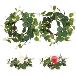 Candle Holders 2 Pcs Ring Farmhouse Wreath Front Door Wall Decor Window Spring Wreaths Indoors Artificial Silk Leaf