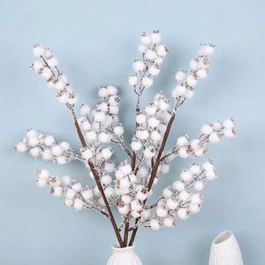 Decorative Flowers Bendable White Berry Branches Christmas Ornaments Realistic Snowy Festive For Diy