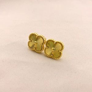 Orecchini di design in oro 18 carati Orecchini a quadrifoglio per donna Orecchini a vento classici piccoli e profumati per anziani Nuovo anello per orecchio a trifoglio Flash di lusso leggero Con scatola