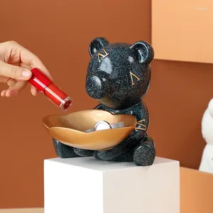 Decorative Figurines Modern Bear Sculpture Resin Art Storage Box Room Decor Jewelry Dish Home Accessories Statues For Decoration Office Desk