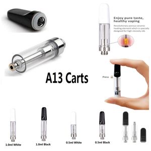 0,5 ml 1,0 ml A13 keramisk patron 510 Tråd Atomizer Foam Tray Packaging Empty Vaporizer Pen 1.6/1.8/2,0 mm tjocka oljehål Tomvagnar Anpassa tillgängligt gratis frakt