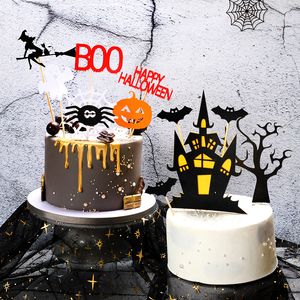 Toppers de bolo de Halloween Diy Cupcake Topper Castle Ghost Bruxa Vampire Bancos de bolo de abóbora Bandeiras infantis festas de casamento decoração de festa
