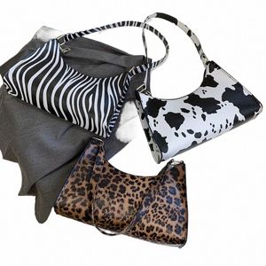 Bolsa de axila com estampa de leopardo Fi Design Ladies Spreadscards Soft PU Leather Ladies Bag Retro Simples Girl Clutch Wallet Handbag V8eE #