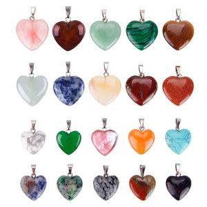 Natural Stone Pendants Heart-shaped Pendant Necklace For DIY Jewelry Necklace Birthday Gift