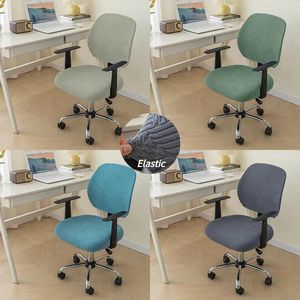 Stol täcker 1 st elastiskt Jacquard Office-stolar täcker fast färg dator split slipcovers all-inclusive gaming säte skyddsfodral