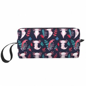 axolotl modello borsa per il trucco per le donne viaggio cosmetico organizzatore carino salamandra animali stoccaggio borse da toilette Dopp Kit Case Box s2Wb #