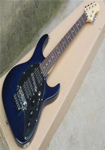 Factory Custom Blue Electric Guitar with Black PickguardRosewood FretboardDouble Rock BridgeCan be Customized8954211