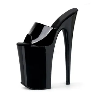 Slippers LAIJIANJINXIA 23CM/9inches Patent Upper Sexy Exotic Women High Heel Platform Party Modern Pole Dance Shoes