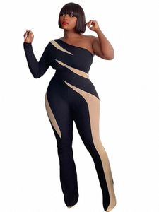 WMSTAR Plus Size Women Clothes Jumpsuit Single Sleeve Fi Sexig Patchwork Romper Office Lady Dropship 2023 768f#