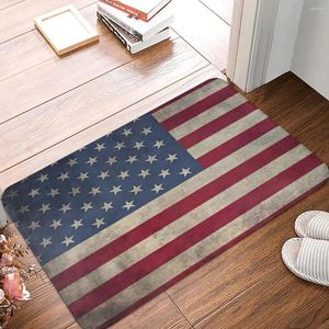 Bath Mats USA Flag Floor Mat Kitchen Shower Door Retro Quick Dry Bathroom Protective Anti Slip Toilet Pad