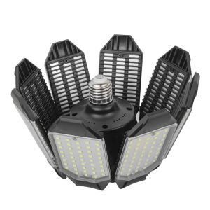 200W 8 Paneler LED Garage Lights Deformable Takljus E27/E26 LED -glödlampa Industrial Lamp Spotlight Workshop Warehouse Lighting