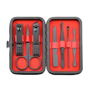 Kits 10set 7pcs preto aço inoxidável cortador de unhas cortador de cortador de grooming kit de manicure pedicure scissor tweezer unhas ferramentas