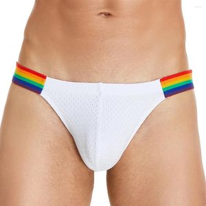 Underpants Mens Sexy Mesh Ice Silk Lingerie Patchwork Pouch Briefs G-String Thongs Underwear Soft Comfort Male Panties