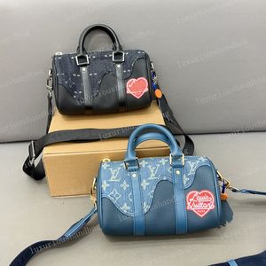 Nigo co-branded Denim patchwork keepalli xs Bolsa Designer Bolsa de ombro de luxo Moda Mão crossbody bolsa Bolsa móvel Carteira Bolsa de viagem