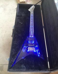 Novidade guitarra elétrica com luz led completa voando v guitarra elétrica acrílica guitar9457532