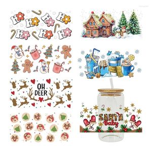 Window Stickers UV DTF Transfer Sticker Christmas Theme For The 16oz Libbey Glasses Wraps Cup Can DIY Waterproof Easy To Use Custom Decals